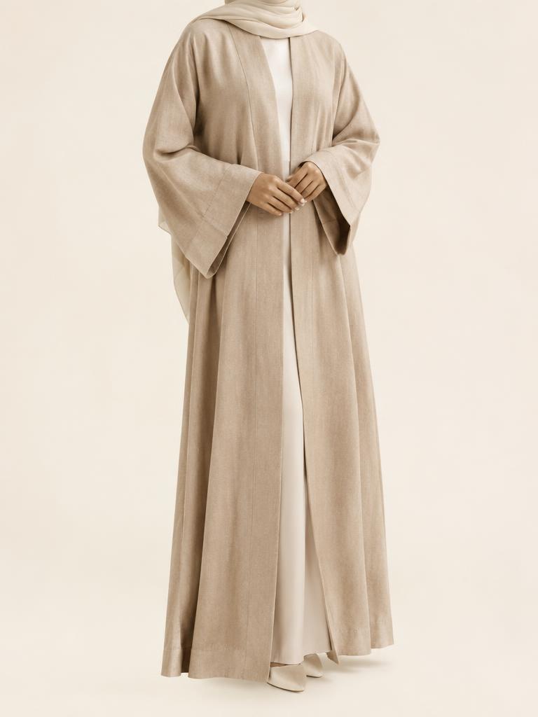Rimal Linen Open Abaya